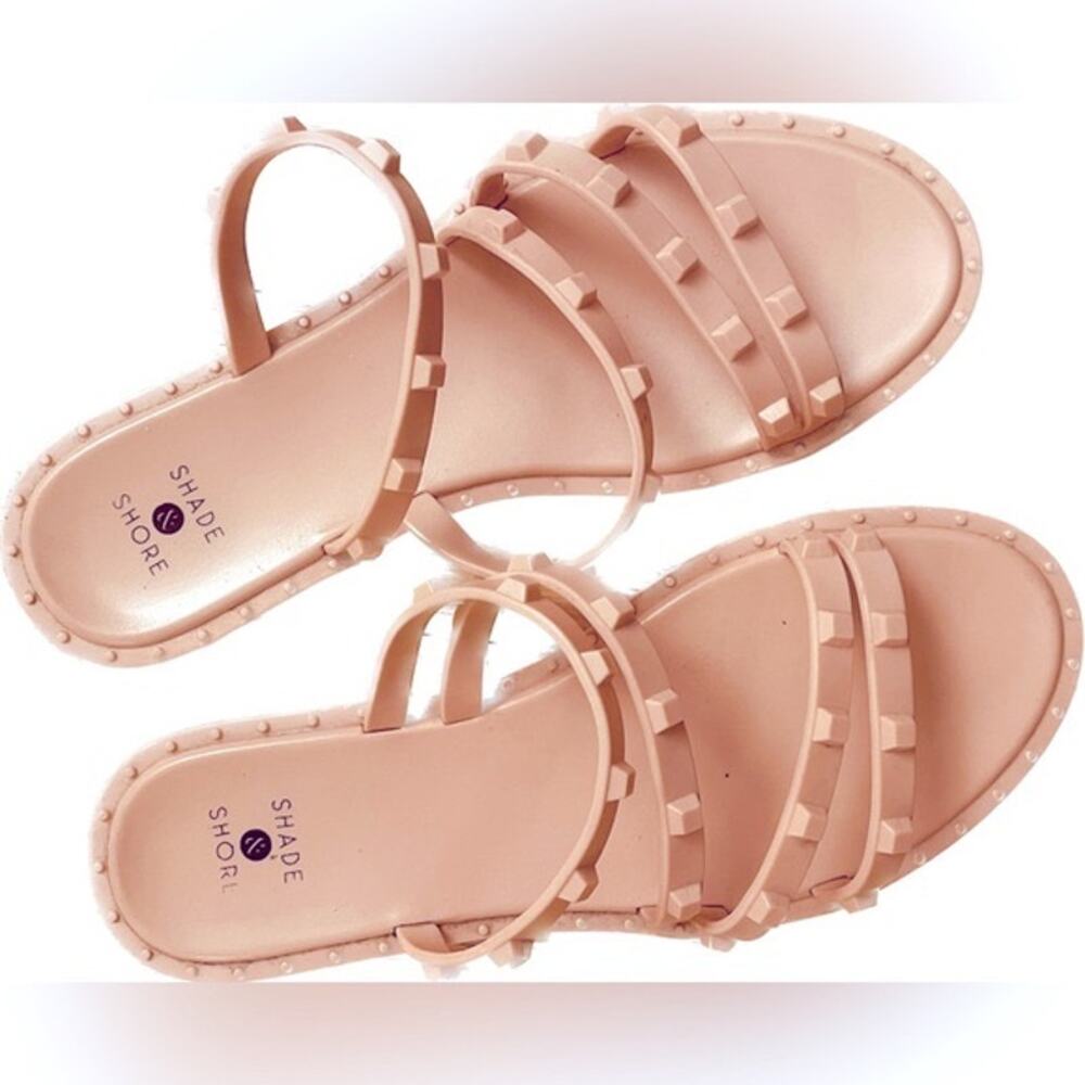 Shade & Shore Liv Studded Jelly Slides Strappy Sandals Blush Pink Women's Size 8
